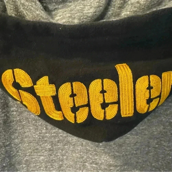 NFL Pittsburgh Steelers Youth L (14/16) Athletic Hoodie Sweatshirt Gray & Black - Picture 3 of 9